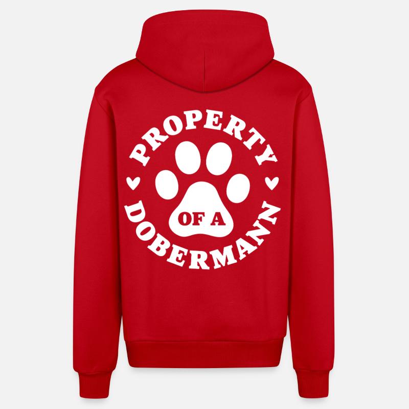 Eigentum eines Dobermanns - Organic Relaxed Kapuzenjacke Made in EU - Rot