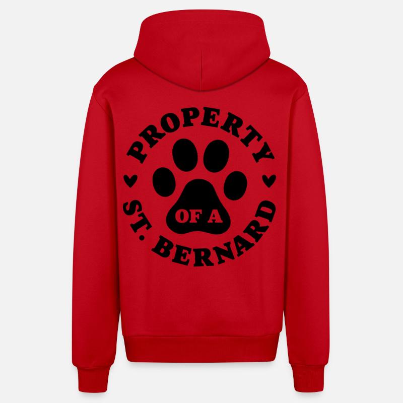 Propriété d’un Saint-Bernard - Veste à capuche bio décontractée fabriquée en UE - rouge
