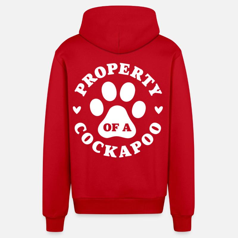 Propriété d’un Cockapoo - Veste à capuche bio décontractée fabriquée en UE - rouge