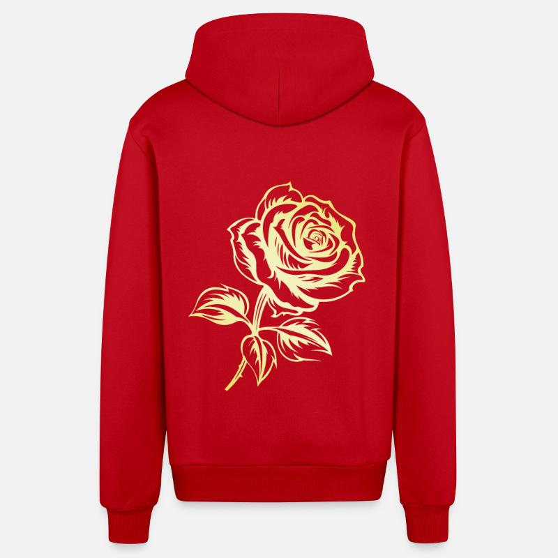 L’amour en or rose - Veste à capuche bio décontractée fabriquée en UE - rouge