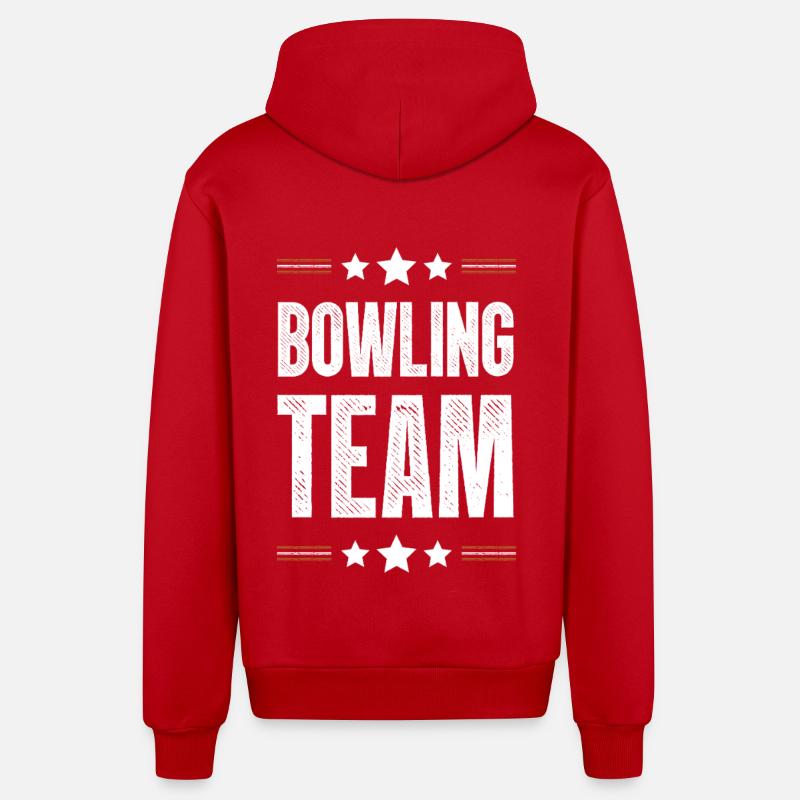 Équipe de bowling - Veste à capuche bio décontractée fabriquée en UE - rouge