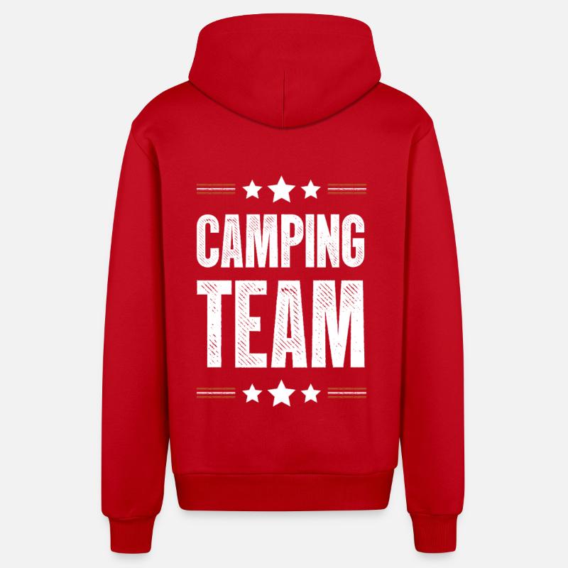 L’équipe du camping - Veste à capuche bio décontractée fabriquée en UE - rouge