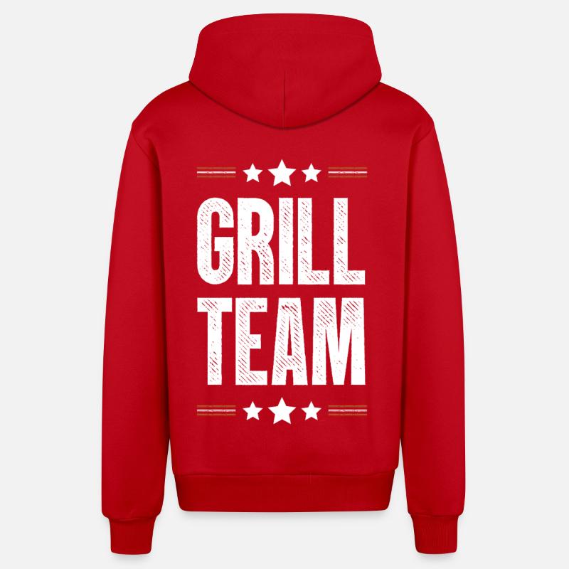 Équipe Grill - Veste à capuche bio décontractée fabriquée en UE - rouge