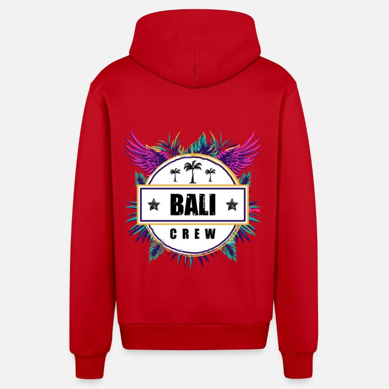 Bali Crew Tropical - Veste à capuche bio décontractée fabriquée en UE - rouge
