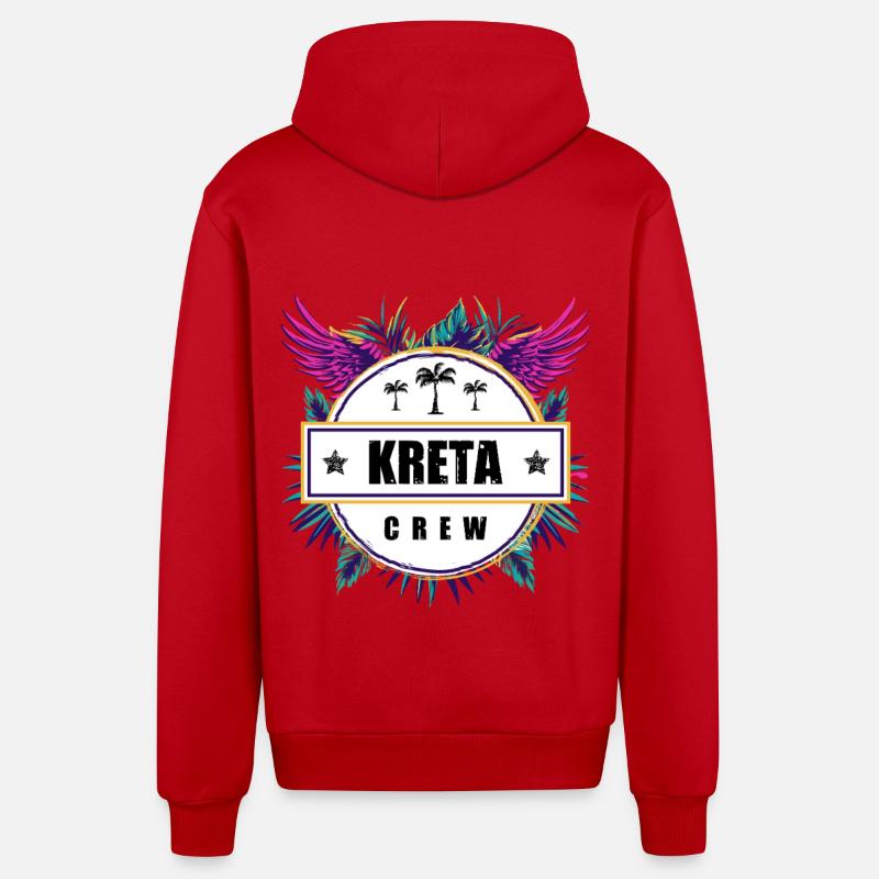 Crète Crew Tropical - Veste à capuche bio décontractée fabriquée en UE - rouge