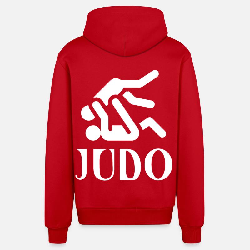 Judo - Veste à capuche bio décontractée fabriquée en UE - rouge