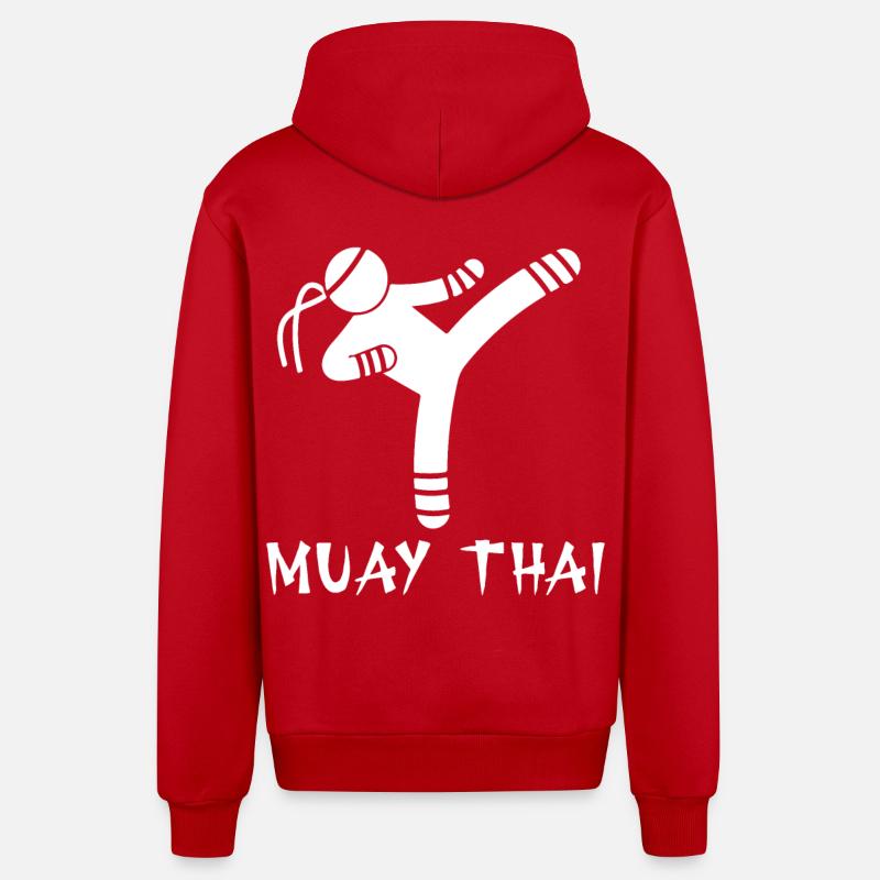 Muay Thaï - Veste à capuche bio décontractée fabriquée en UE - rouge