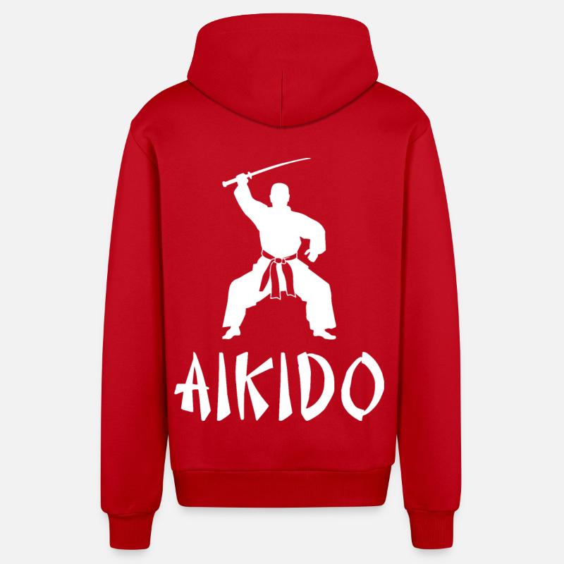 Aïkido - Veste à capuche bio décontractée fabriquée en UE - rouge