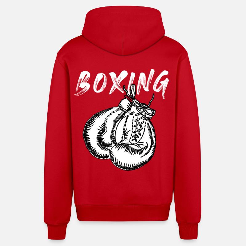 boxe - Veste à capuche bio décontractée fabriquée en UE - rouge