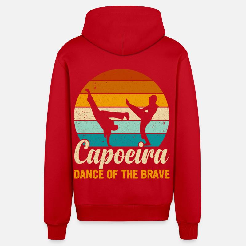 Capoeira danse des braves - Veste à capuche bio décontractée fabriquée en UE - rouge