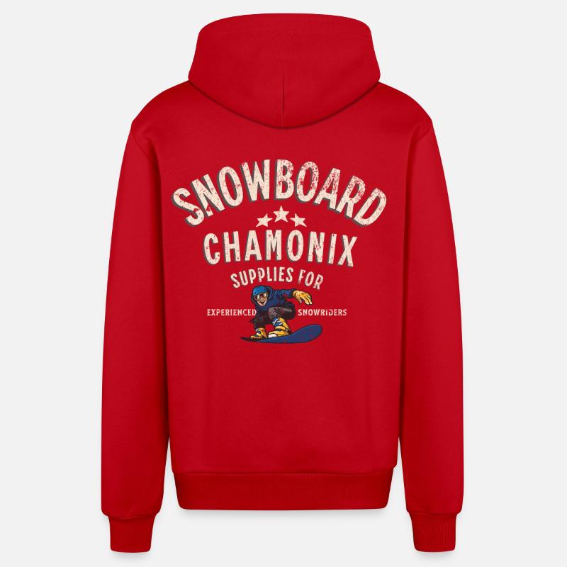 Chamonix snowboarding - Veste à capuche bio décontractée fabriquée en UE - rouge