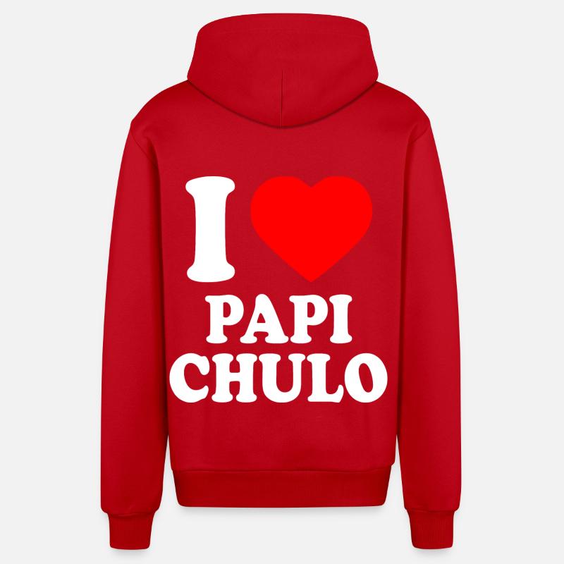 I love papi chulo - Veste à capuche bio décontractée fabriquée en UE - rouge