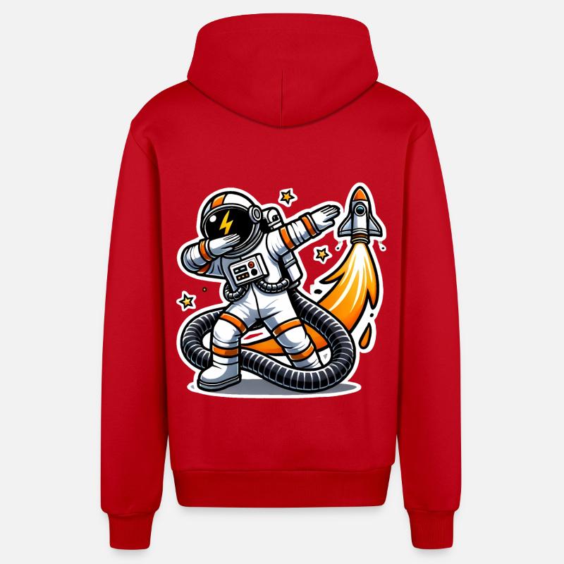 Funny Dabbing Astronaut Space Design - Organic Relaxed Hooded Jacket Made in EU - red