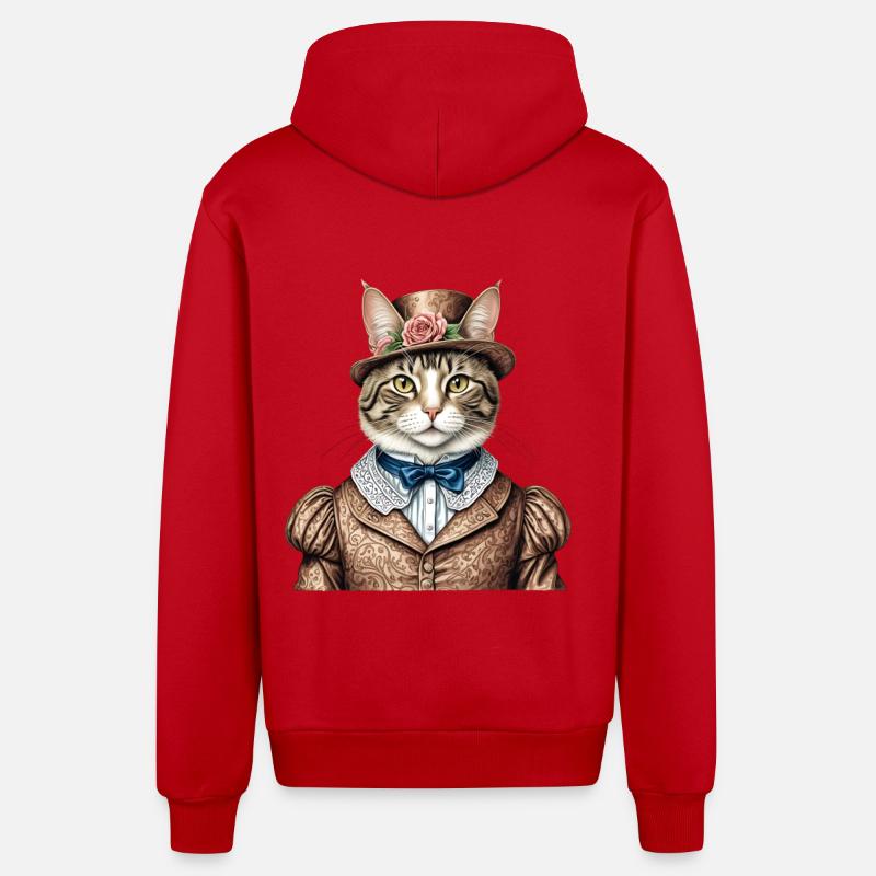 Chat aristocrate - Veste à capuche bio décontractée fabriquée en UE - rouge