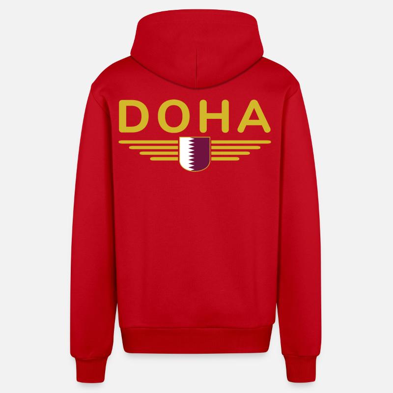 Doha Design – Élégant et unique - Veste à capuche bio décontractée fabriquée en UE - rouge