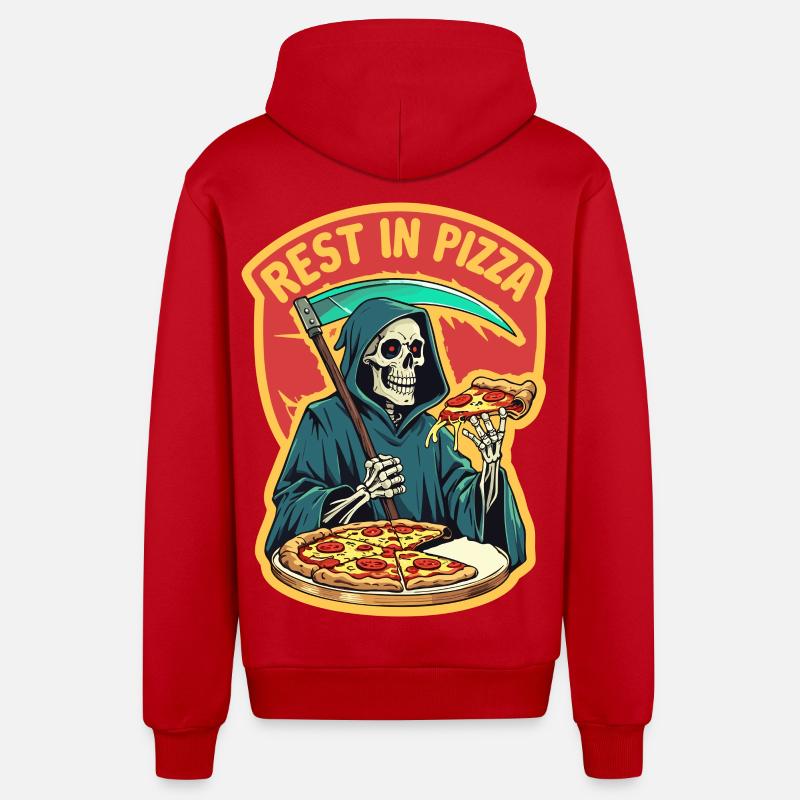 Repos dans la pizza - Veste à capuche bio décontractée fabriquée en UE - rouge