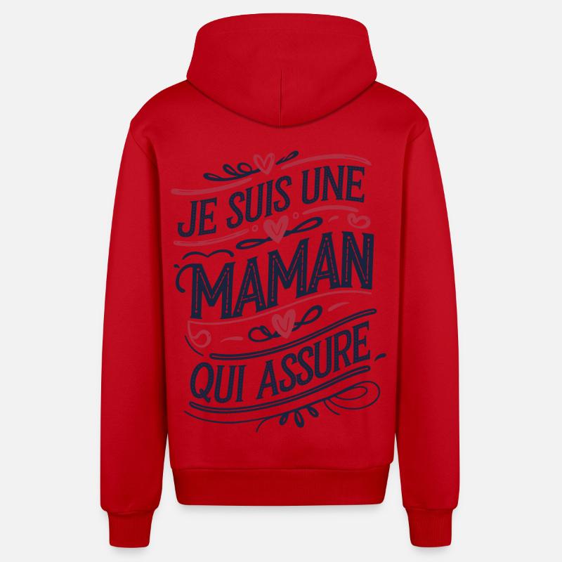 Ich bin eine Mutter, die versichert - Organic Relaxed Kapuzenjacke Made in EU - Rot