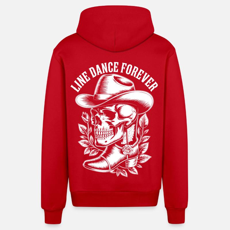Line Dance Forever Skull - Organic Relaxed Hooded Jacket Made in EU - red