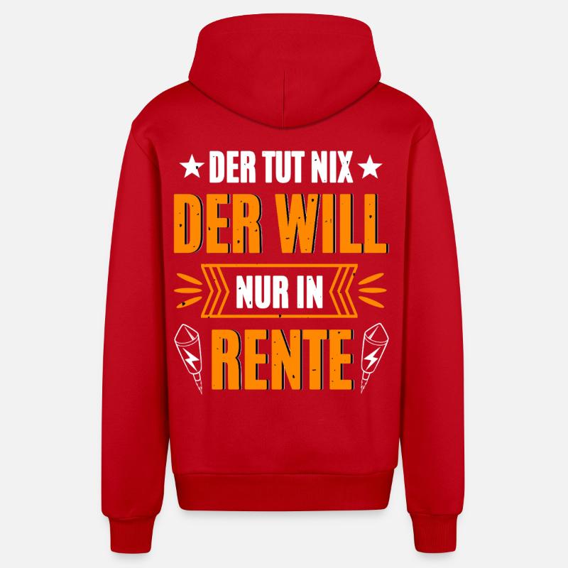 Pyro à la retraite - Veste à capuche bio décontractée fabriquée en UE - rouge