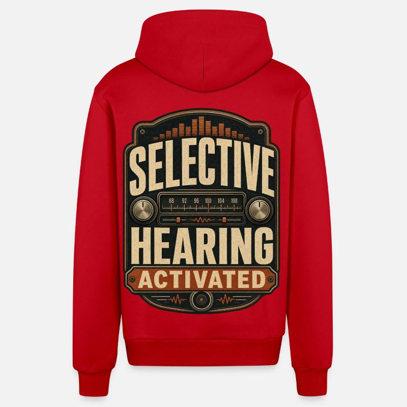 Selective Hearing Activated - Organic Relaxed Kapuzenjacke Made in EU - Rot