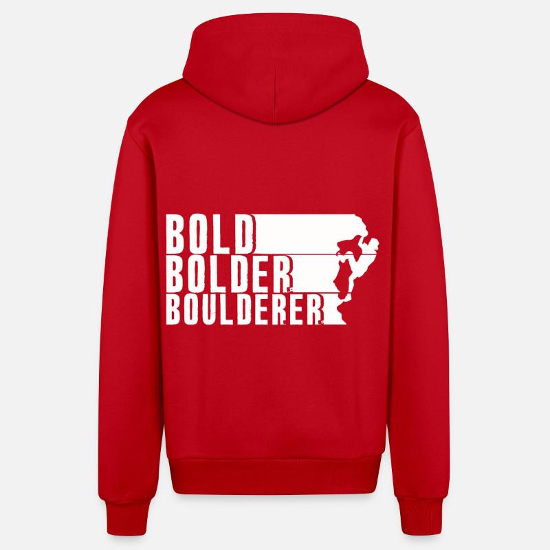 Bold Bolder Boulderer Bouldering Bouldering - Organic Relaxed Hooded Jacket Made in EU - red