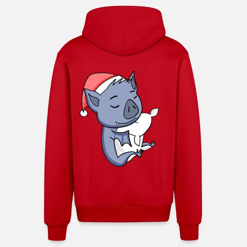 Noël des chauves-souris - Veste à capuche bio décontractée fabriquée en UE - rouge