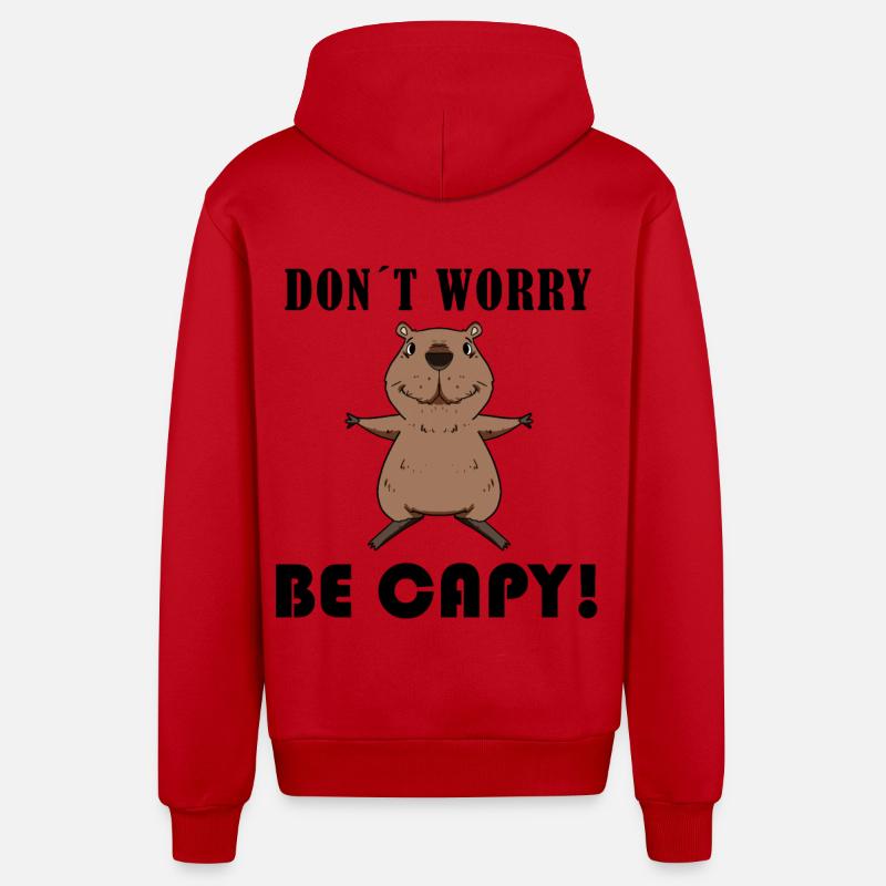 Capybara Capybara Cadeau - Veste à capuche bio décontractée fabriquée en UE - rouge