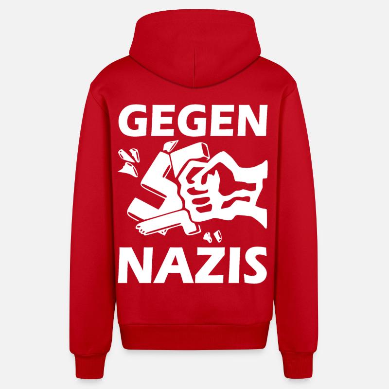 Gegen nazis faust - Organic Relaxed Kapuzenjacke Made in EU - Rot