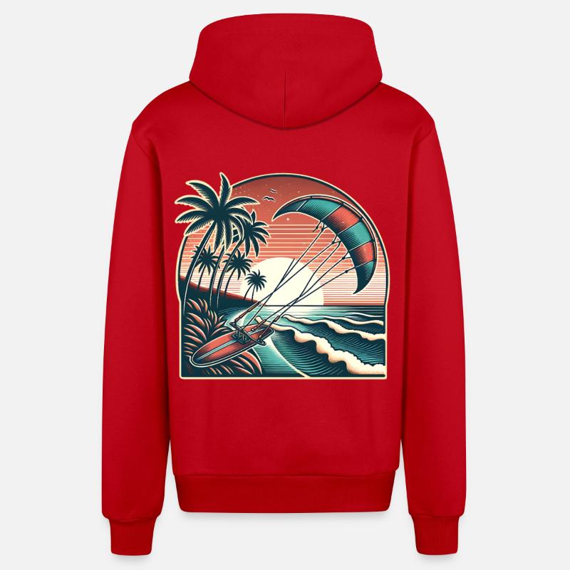 Kitesurf Kitesurfer Kiteboard - Veste à capuche bio décontractée fabriquée en UE - rouge