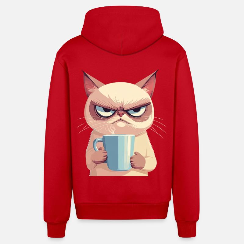 Grumpy Style: with Coffee - Organic Relaxed Hooded Jacket Made in EU - red