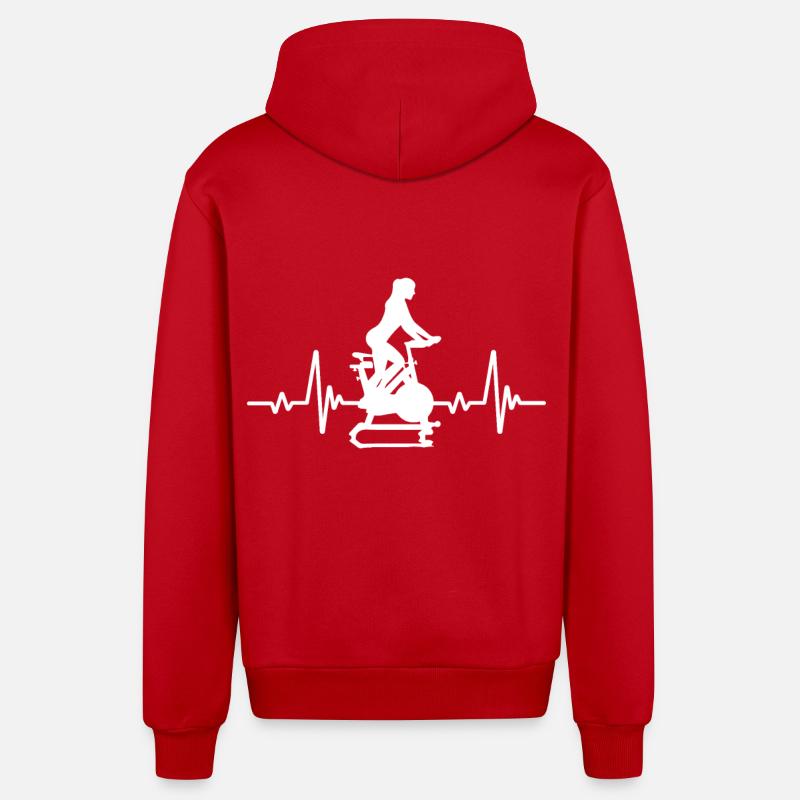 Herzfrequenz Indoor Cycling - Organic Relaxed Kapuzenjacke Made in EU - Rot