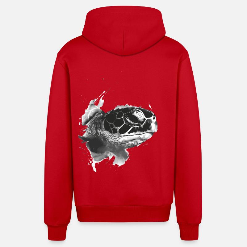 Tortue - Veste à capuche bio décontractée fabriquée en UE - rouge