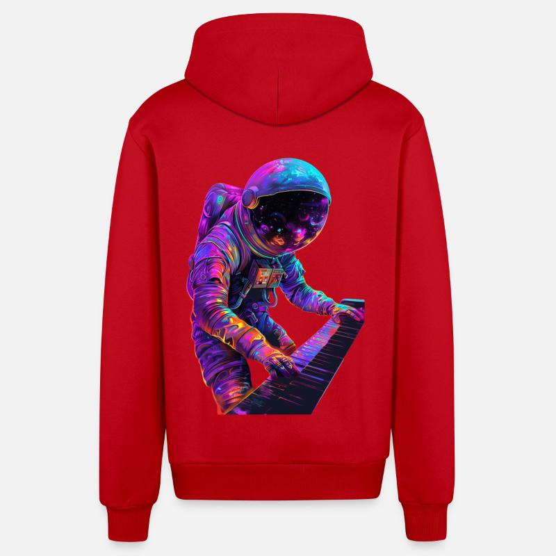 Piano astronaute - Veste à capuche bio décontractée fabriquée en UE - rouge