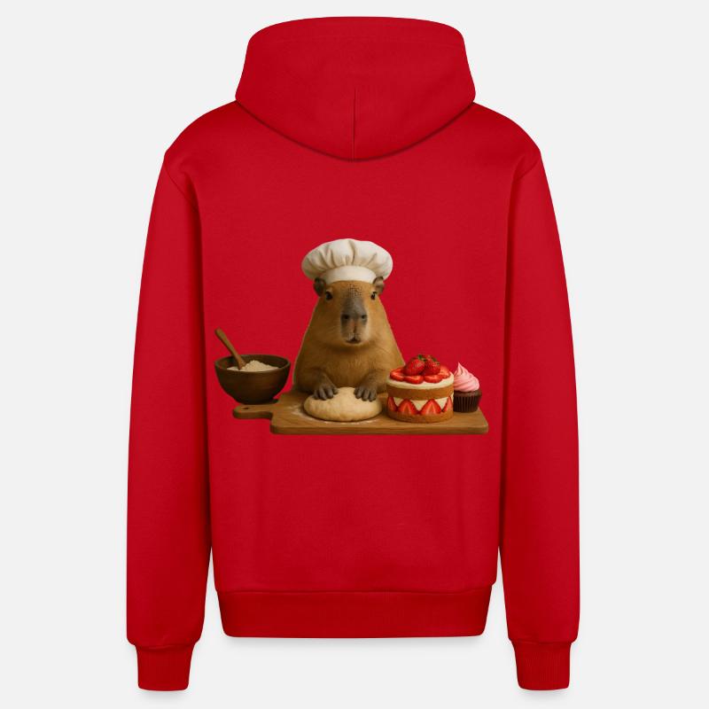 Cuisson du capybara - Veste à capuche bio décontractée fabriquée en UE - rouge