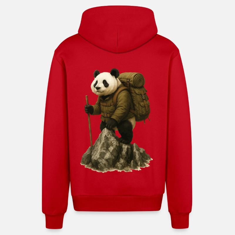 Randonnée Panda - Veste à capuche bio décontractée fabriquée en UE - rouge