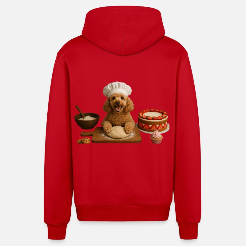 Caniche Gâteau Cuisson Biscuits - Veste à capuche bio décontractée fabriquée en UE - rouge