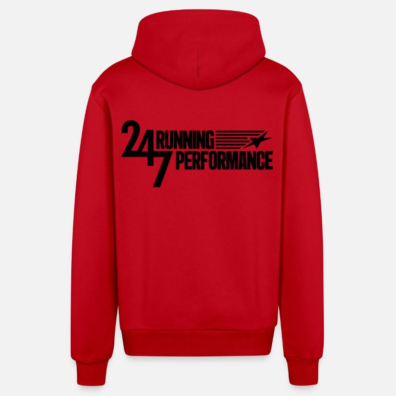 Performances en course 247 - Veste à capuche bio décontractée fabriquée en UE - rouge