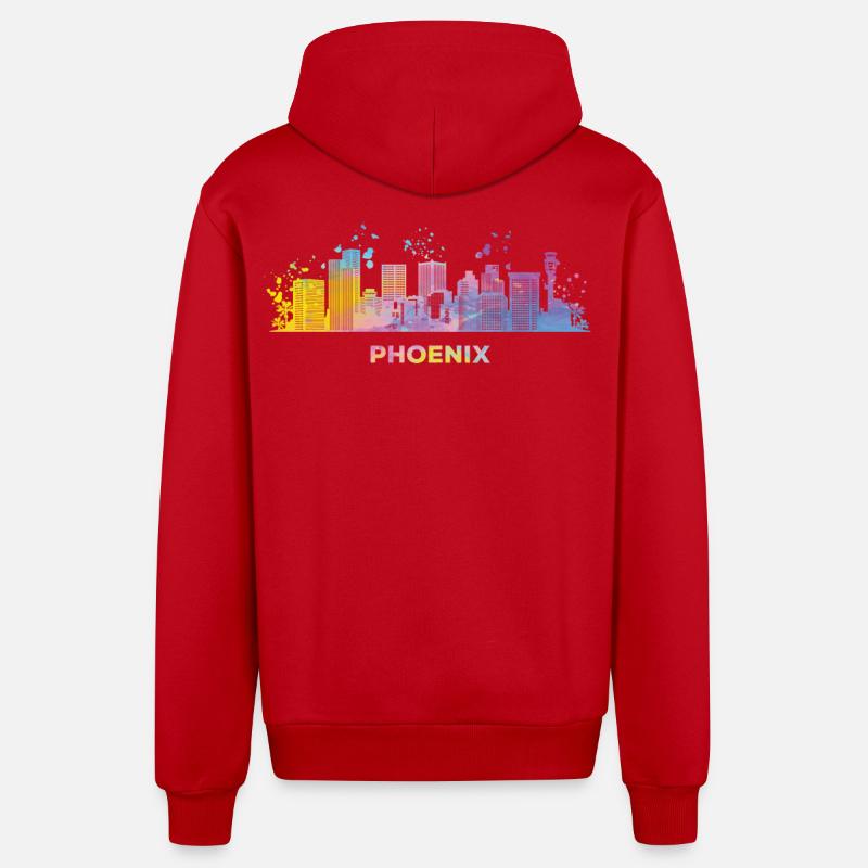 Phoenicians Skyline Phoenix - Organic Relaxed Kapuzenjacke Made in EU - Rot