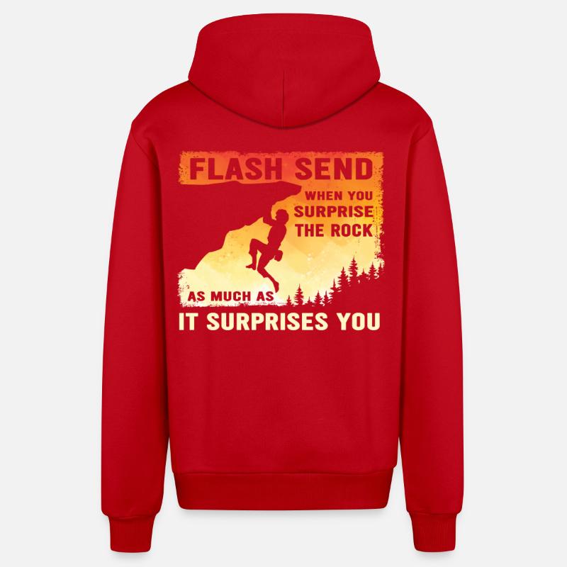 Boulderer Flash Send Bloc - Veste à capuche bio décontractée fabriquée en UE - rouge