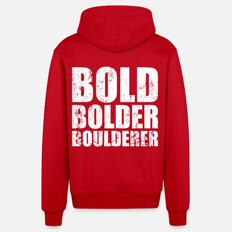 Bouldering Bold Bolder Boulderer - Organic Relaxed Hooded Jacket Made in EU - red
