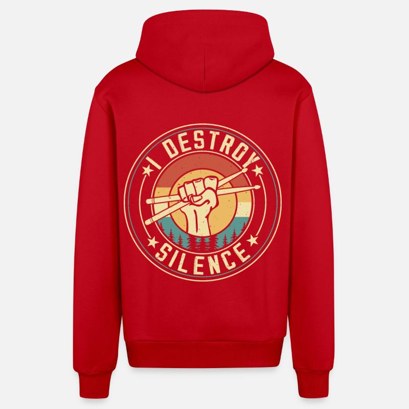 JE DÉTRUIS LE SILENCE - Veste à capuche bio décontractée fabriquée en UE - rouge