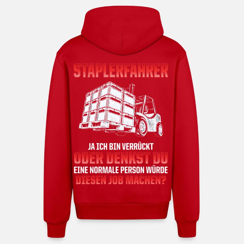 STAPLERFAHRER SPRUCH - Organic Relaxed Kapuzenjacke Made in EU - Rot