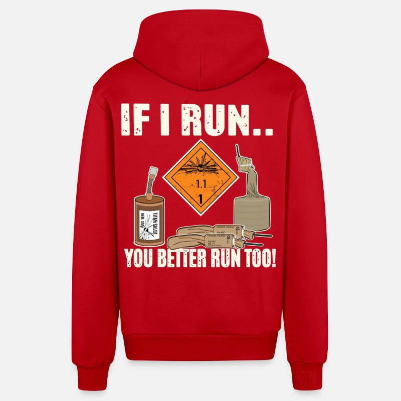 Pyro Run - Veste à capuche bio décontractée fabriquée en UE - rouge