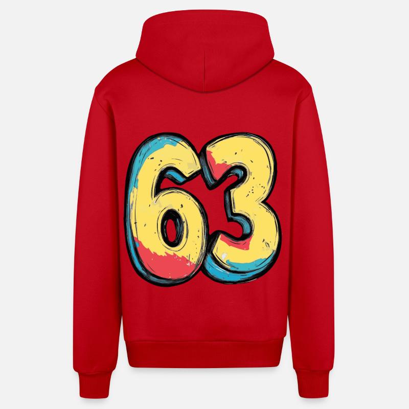 63 Number Comic - Organic Relaxed Hooded Jacket Made in EU - red