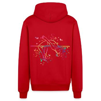 Hochspringer Wasserfarben Hochsprung - Organic Relaxed Kapuzenjacke Made in EU - Rot - Hinten