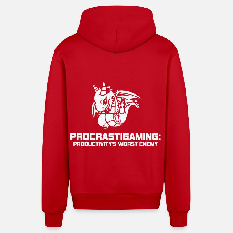 Gamer Procrastigaming Gaming - Veste à capuche bio décontractée fabriquée en UE - rouge