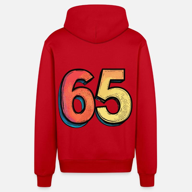 Bande dessinée à 65 numéros - Veste à capuche bio décontractée fabriquée en UE - rouge