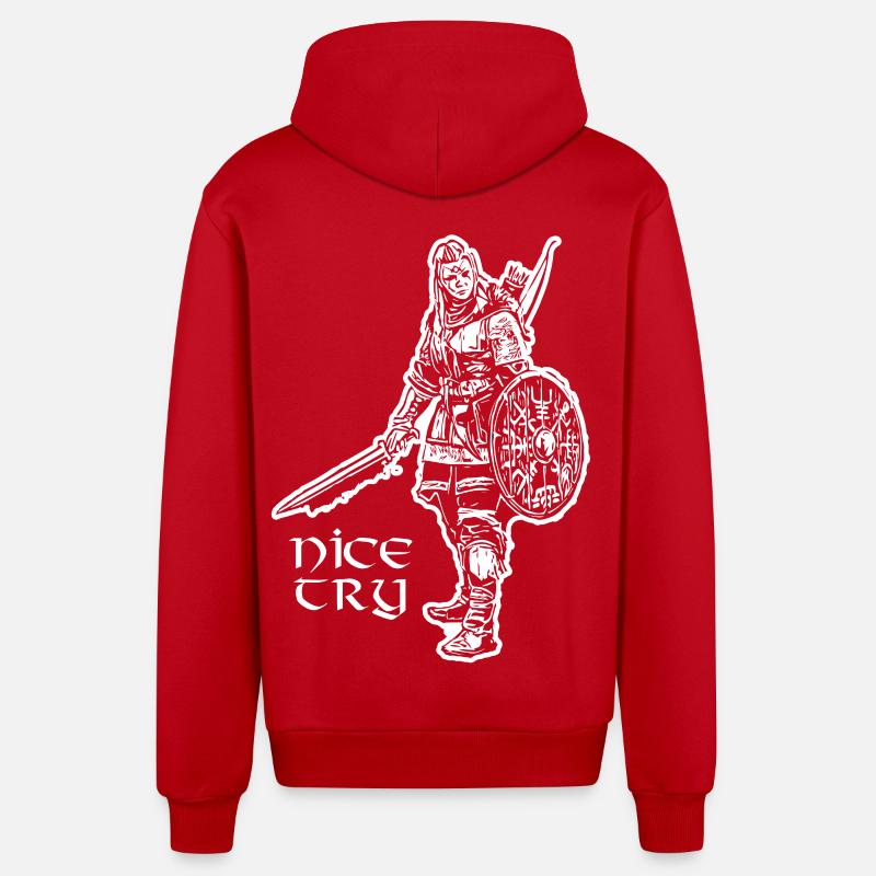Nice Essayez Valkyrie - Veste à capuche bio décontractée fabriquée en UE - rouge