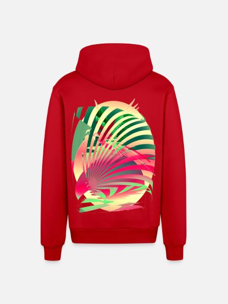 Sun Parrot Summer - Organic Relaxed Hooded Jacket Made in EU - red