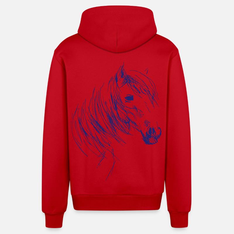 Cheval Equitation Chevaux Sport equestre - Veste à capuche bio décontractée fabriquée en UE - rouge